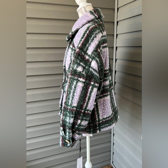 NWT- CALVIN KLEIN Women's Faux Sherpa Plaid Shirt Jacket Sz M - Picture 2 of 10